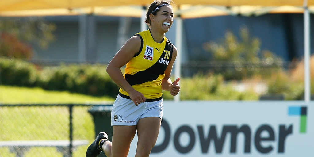 19VFLW0605_620.jpg Richmond VFLW's Emily Paterno during Sunday's win over Williamstown - Richmond Tigers,VFL,AFLW